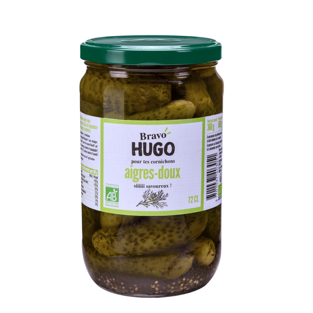 Cornichons Bio aigredoux à Bravo Hugo