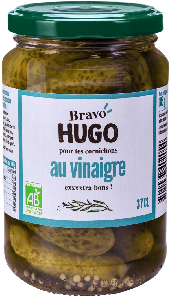 Cornichons Bio au vinaigre de vin blanc Bravo Hugo