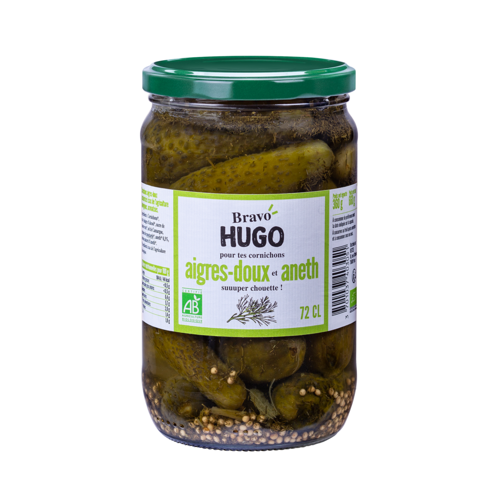 Cornichons Bio aigredoux à Bravo Hugo