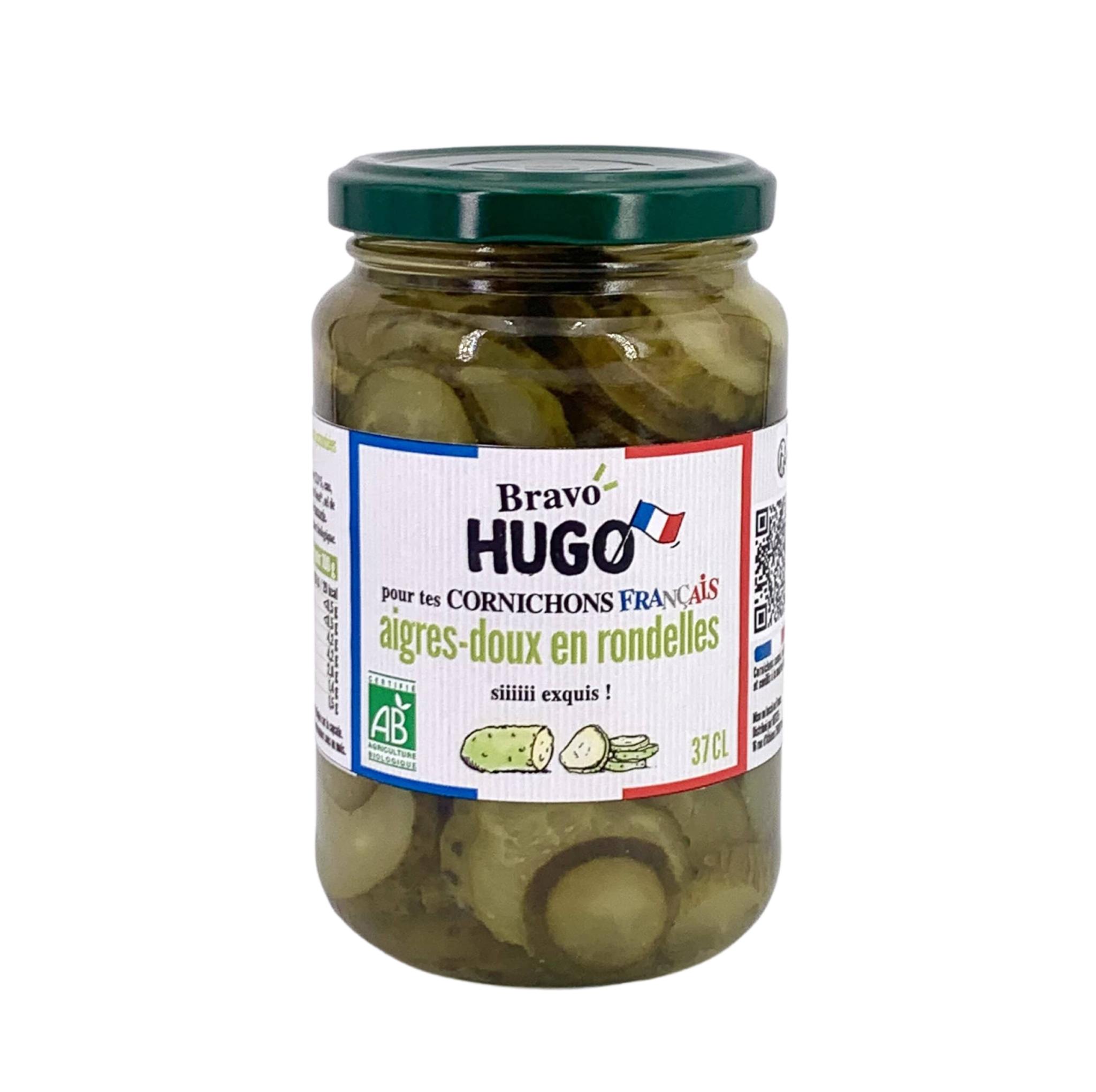Cornichons aigresdoux en rondelles Bravo Hugo